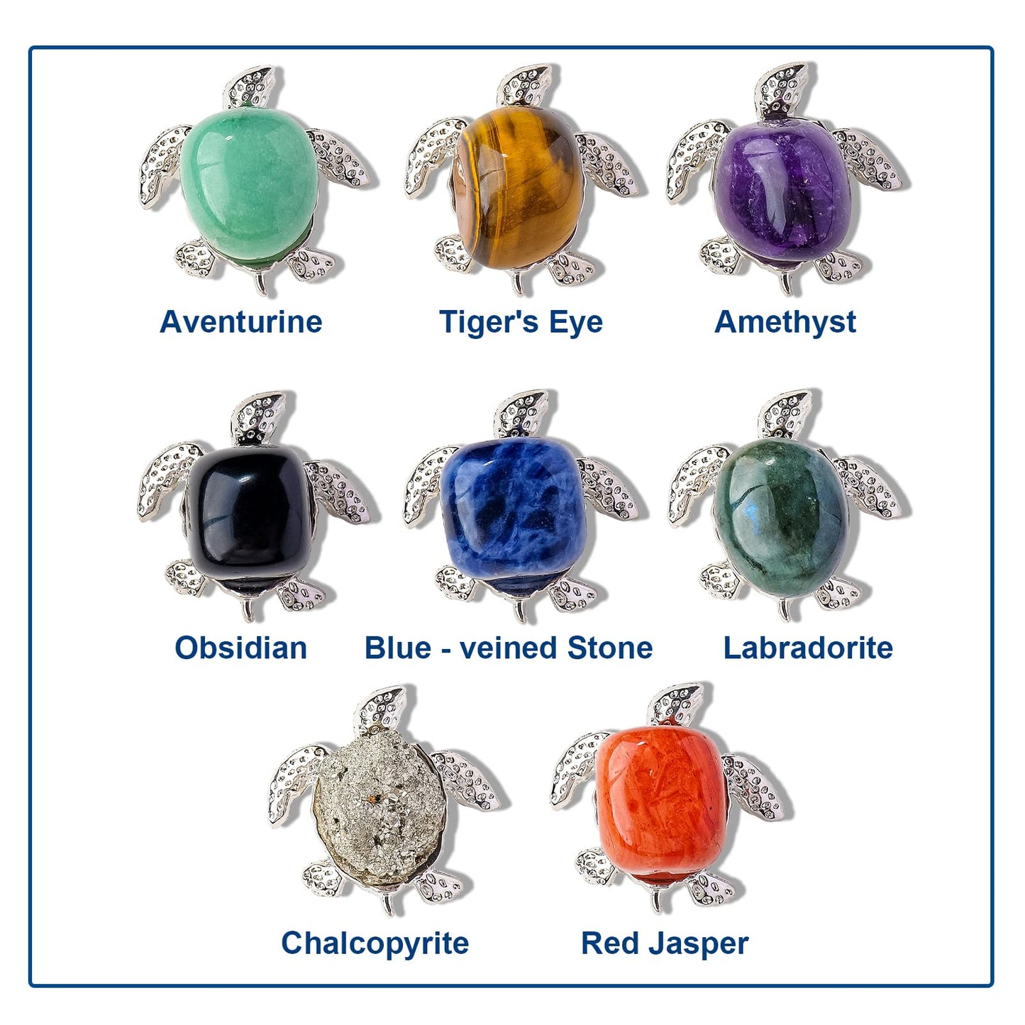 Apengshi 8 PCS for Teens Crystal Figurines Turtle Natural Animal Figurines Sea Animal Jade Gemstone Carving Handmade Tabletop Ornament (8-PCS-Rolling-Turtle)