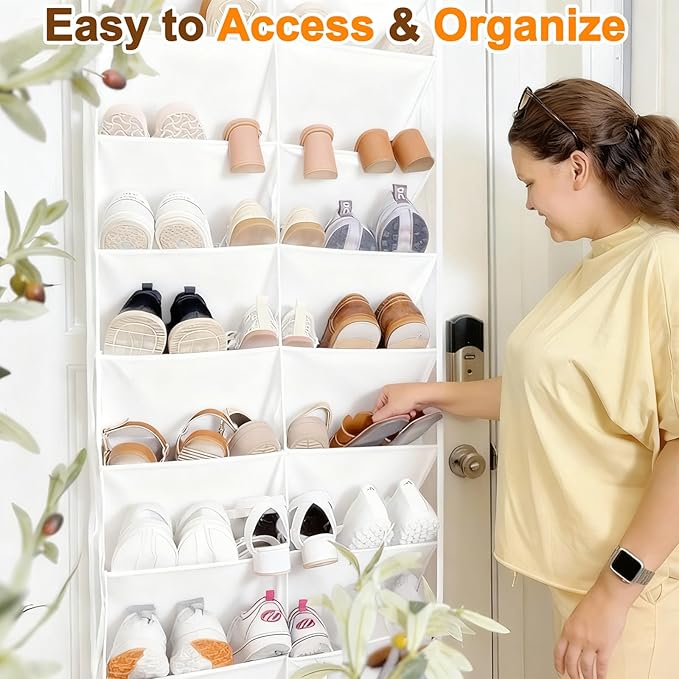 20-30 Pairs Over the Door Shoe Organizer, 10-Tier Door Shoes Rack, Handing