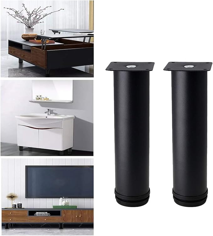 Set of 4 Stainless Steel Furniture Legs 8 Inch, Adjustable Round Cabinet Legs
