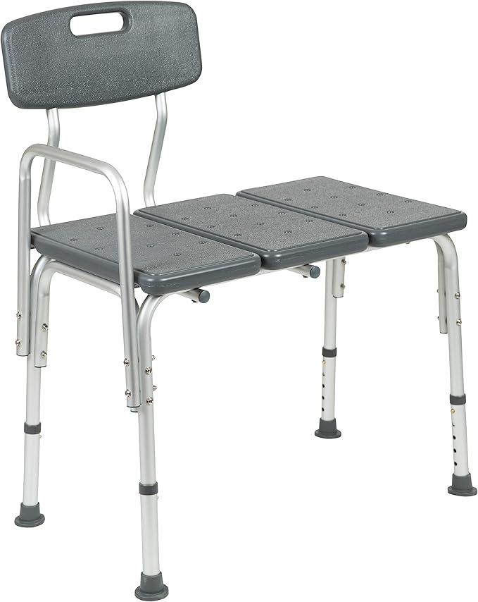 Flash Furniture HERCULES Series 300 Lb. Capacity Adjustable Gray Bath & Shower