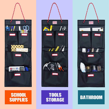 Rough Enough Locker Organizer Hanging Accessories Storage Organization with 4 Pockets for Work Door Gym Wall Black Tarpaulin