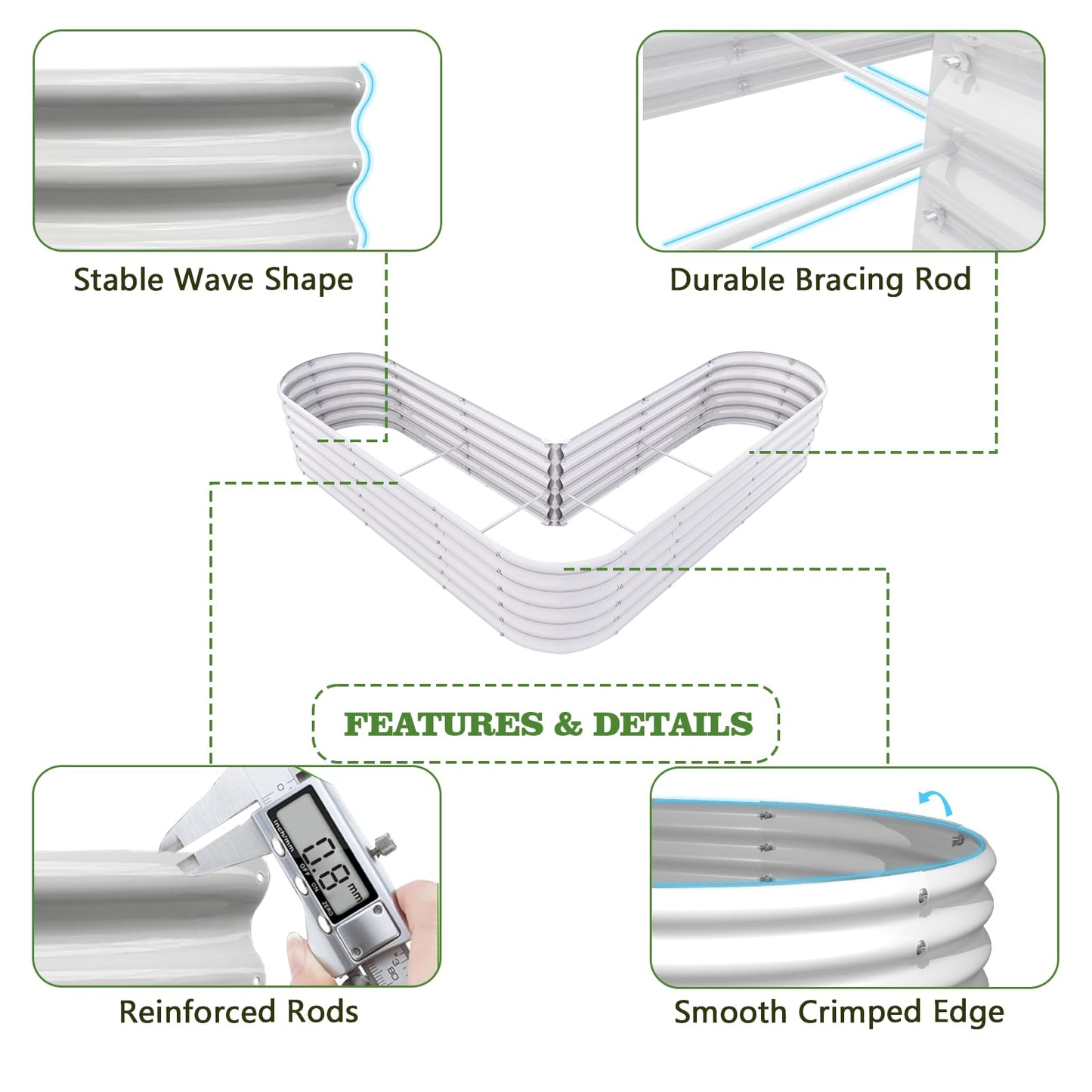A ANLEOLIFE 12-Pack 4X4X1.5ft & 6X2X1.5ft & 81x81x18 in Deep Root Galvanized Raised Garden Beds Outdoor for Planting Vegetables Flowers Herb, Antique White