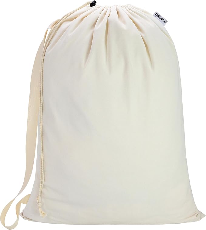 Canvas Laundry Bag with shoulder Strap 24"W x 29"H, Large Drawstring Dirty
