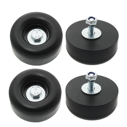 PWEOW Heavy Duty Rubber Anti Vibration Feet for Generators, Pressure Washers, Air Compressors and Pumps Rubber Foot Pads,1 X 2.5 in,with Screw Kits, 4-Pack