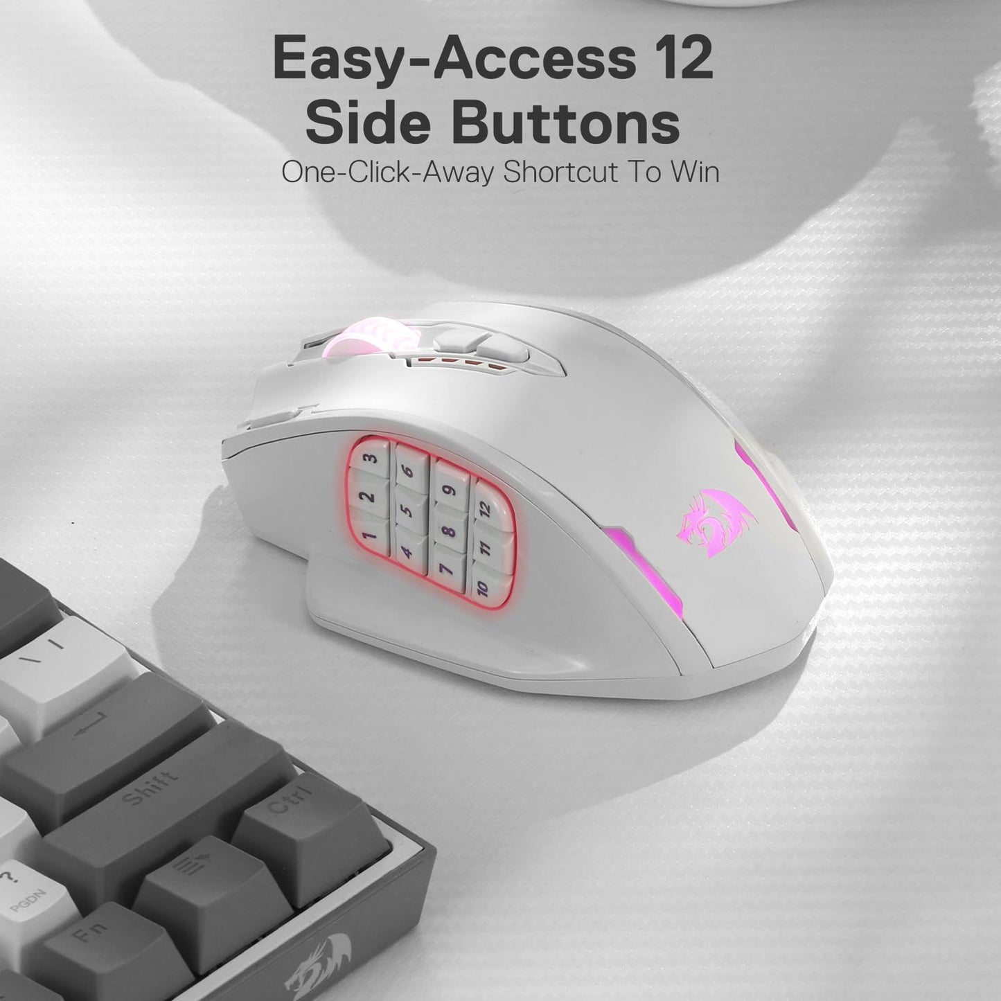 Redragon M913 Impact Elite Wireless Gaming Mouse, 16000 DPI Wired/Wireless RGB Mouse with 16 Programmable Buttons, 45 Hr Battery and Pro Optical Sensor, 12 Side Buttons MMO Mous