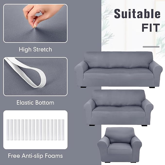 Peryiter 3 Pcs Couch and Loveseat Covers Set Sofa Cover
