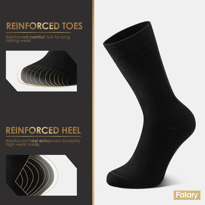 FALARY Mens Socks 9-12, Black Socks for Men Multipack - Cotton Socks Men Women Comfortable Suitable for Work & Casual Wear - Breathable,Durable Men's Smart Dress Socks 12 Pairs