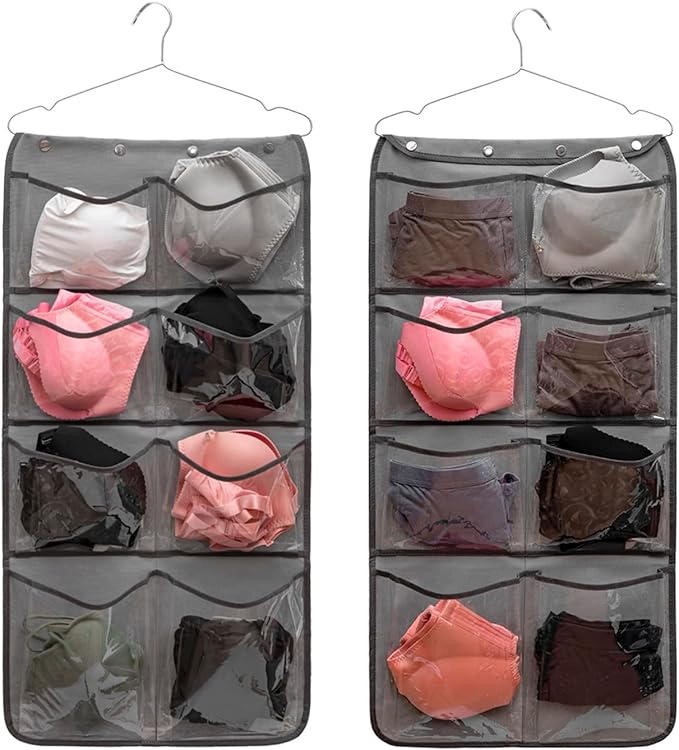 Dual Sided Hanging Closet Organizer Durable Socks Stocking Clothes Bra