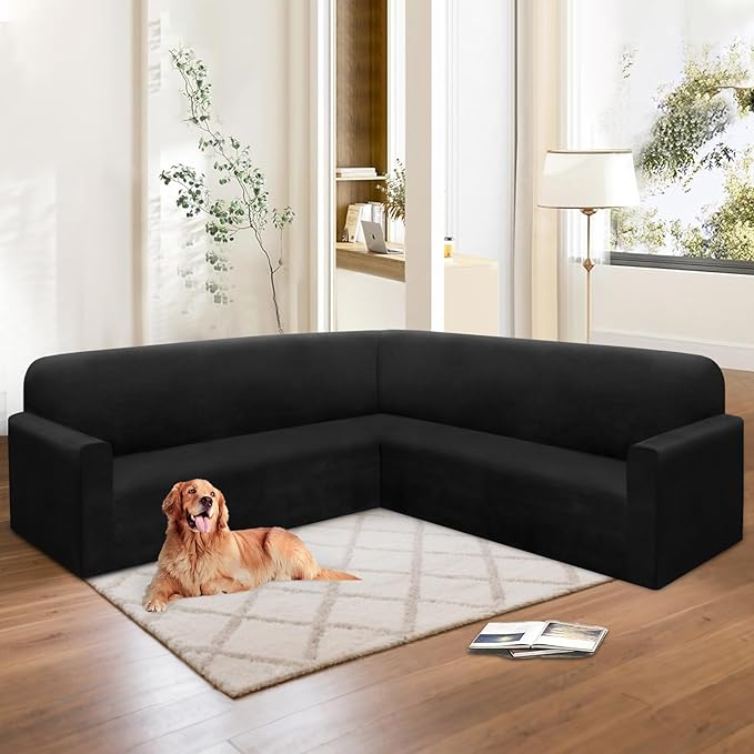 HDCAXKJ Corner Sectional Couch Covers Velvet Stretch L Shape Sofa Cover Soft