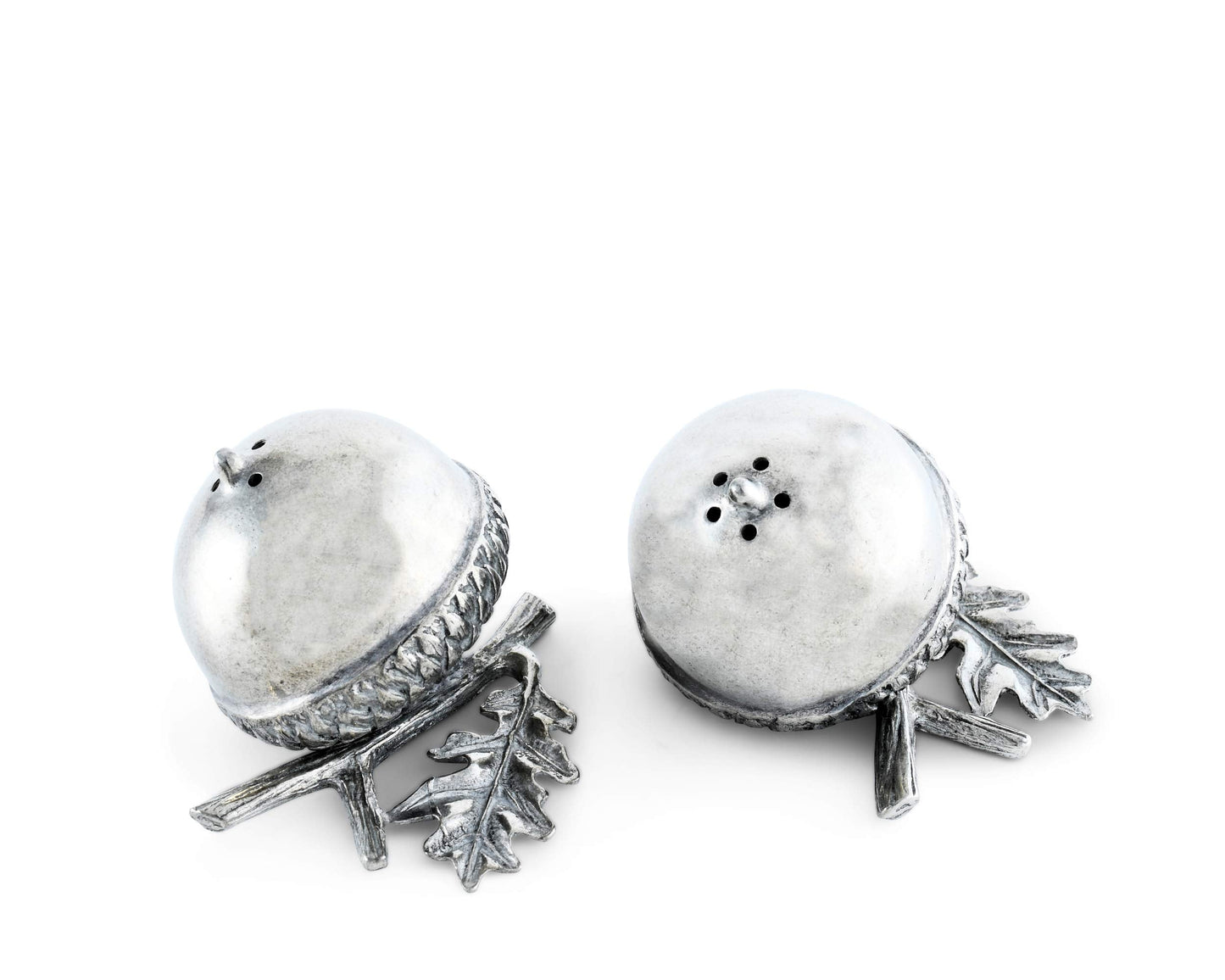Vagabond House Pewter Metal Acorn Forest Salt and Pepper Shaker Shakers Set 2 inch x 2 inch