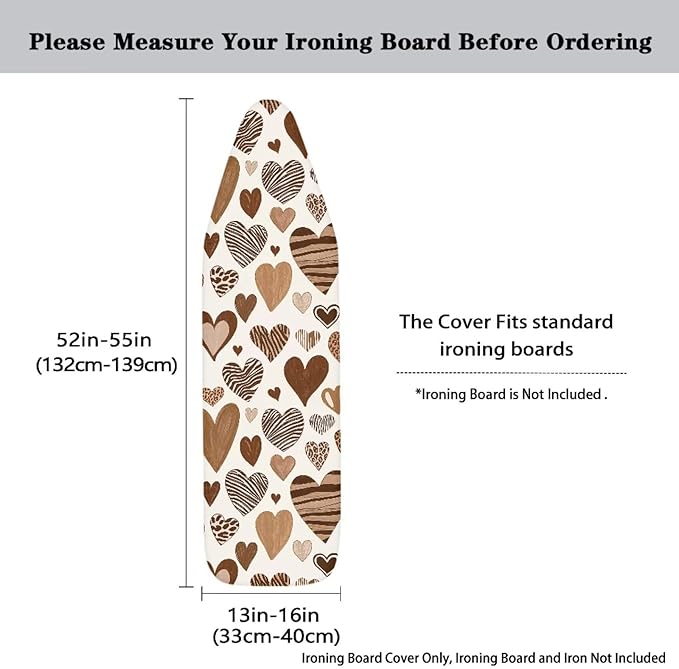 Leopard Hearts Ironing Board Cover Resist Scorching Cover Heavy Duty Padded