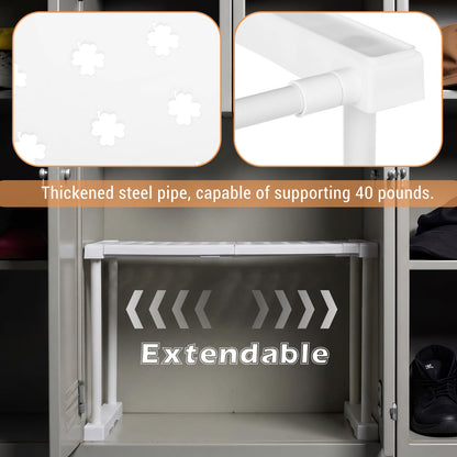 Colarr White Plastic Locker Organizer Shelf Adjustable to 11.4-15.4 Inches in Length for School Classroom Office Gym Lockers Home Storage