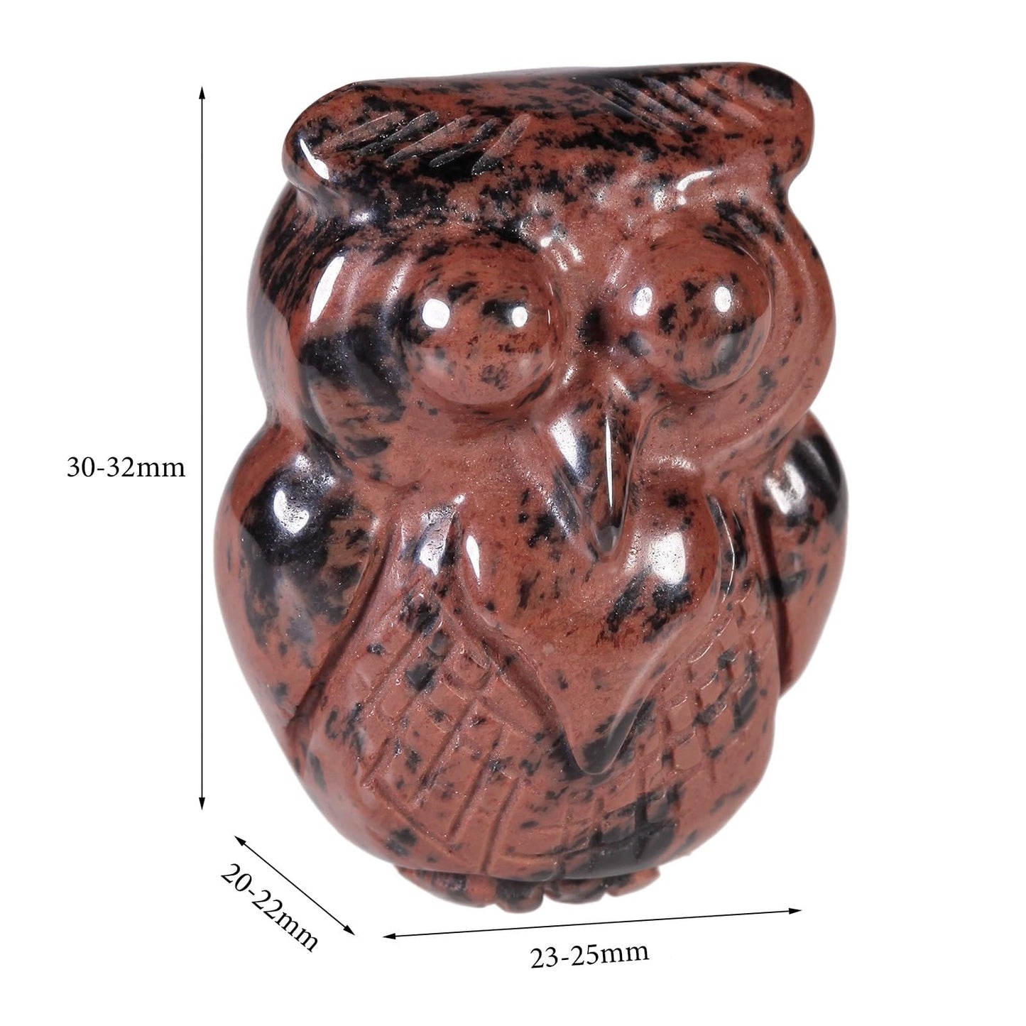mookaitedecor 4 pcs Mahogany Obsidian Crystal Owl Statue, Hand Carved Night Owl Figurine Pocket Stone Sculpture for Home Office Decor Tabletop Display