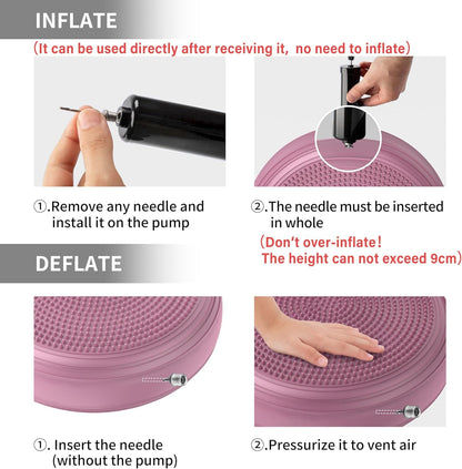 FITMIND Inflated Wobble Cushion,Dyna Disc,Circular Non-slip Texture for Comfortable Sitting,Wiggle Seat to Improve Posture, Fitness, Stability for Sensory Kids Adults,Balance Seat with Pump for Core Strength