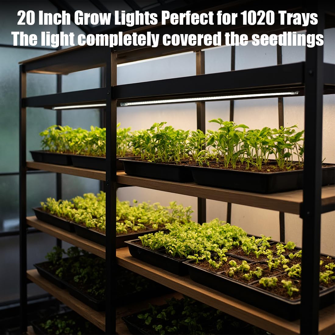 RooTrimmer 20 Inch Grow Light for Seed Starting for 1020 Trays Full Spectrum LED, Hydroponics Growing System Lights, Indoor Greenhouse Plant Lamp, 8/12/16H Timer & Dimmable Grow Lamp, 4 Pcs