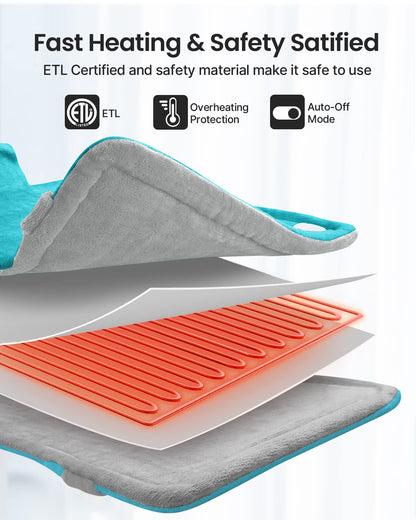 RENPHO Electric Heating Pad for Back Pain Relief, Birthday Christmas Gifts for Women Men Mom Dad Elderly, FSA Eligible Items Only List, Large Heat Pad for Neck Shoulders, 24"x33", ETL Certified, Gray