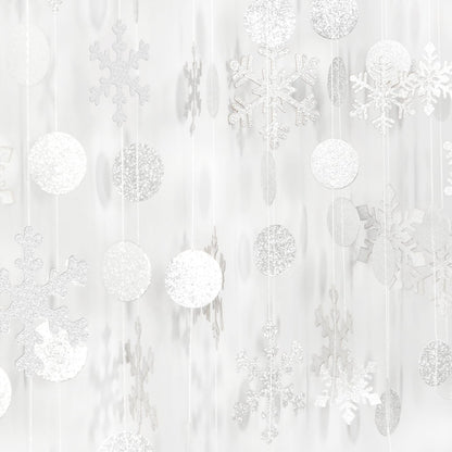 Snowflake-Snow White-Silver Christmas Party-Decoration Garland - 52Ft Winter Wonderland Frozen Hanging Paper Streamers,Birthday New Year Supplies Decor Lasting Surprise