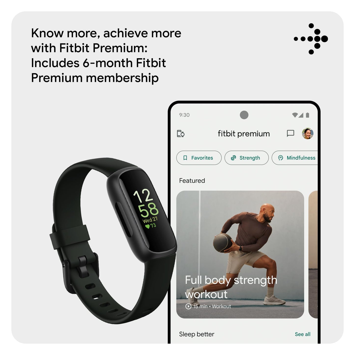 Google Fitbit Inspire 3 Activity Tracker with 6-months Premium Membership Included, up to 10 days battery life and Daily Readiness Score, Black/Midnight Zen