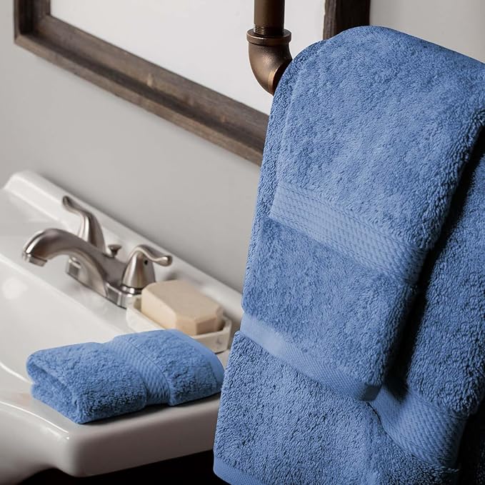 SUPERIOR Solid Egyptian Cotton Towel Set, Hand Towel 20” x 30”, Bath Towel 30”