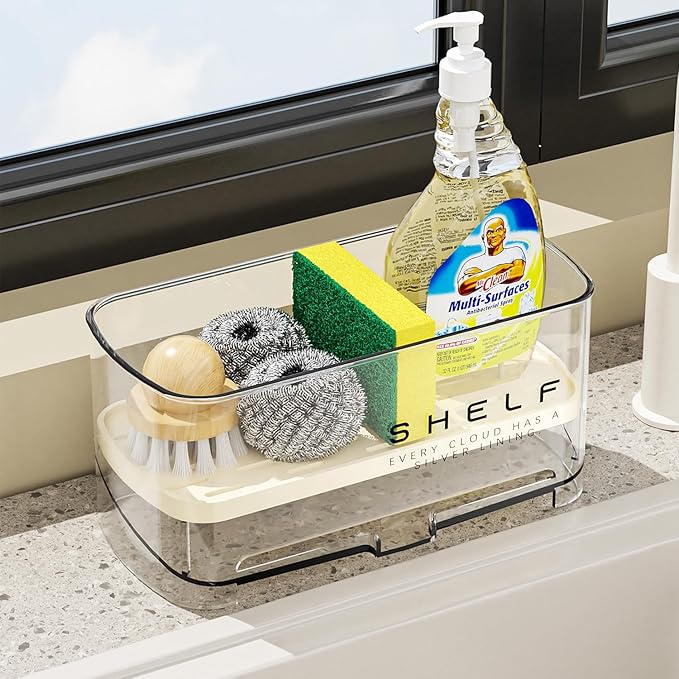 Sponge Holder for Kitchen Sink, Countertop Sink Caddy for Sponges, Brush &