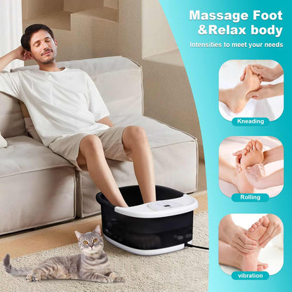 Foot Spa Bath Massager with Heat [2025 Upgraded], Vibration, Temperature Control, Jets, Bubbles and Epsom Salt, Foot Bath Soak Tub with 22 Massage Rollers, Feet Soaking Tub for Relaxation, Purple