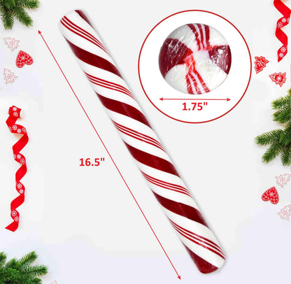 Giant Candy Cane Stick Peppermint Flavor 2 lb Large Red White Striped