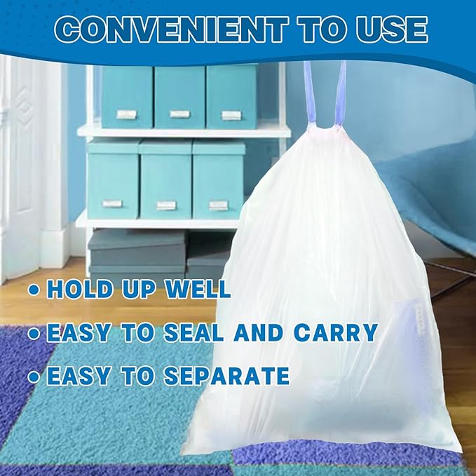 6 Gallon Trash Bags Drawstring 1.1 Mil