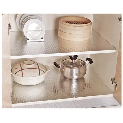 Snkxu Kitchen Wallpaper Oil Proof Sticker Backsplash Aluminum foil Oil self-Adhesive Paper Silver Cabinet Liner Waterproof and Heat Resistant Peel and Stick backsplash, 15.7X197 Inches