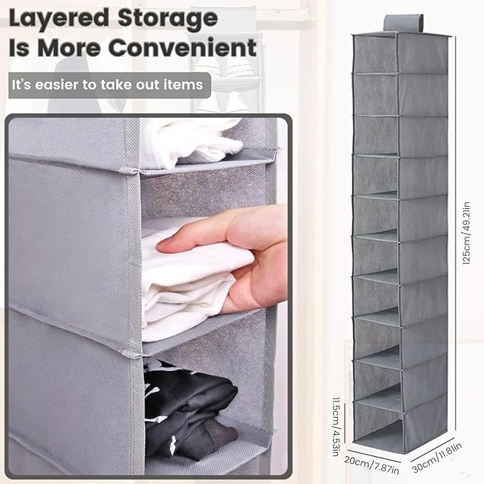 HomeBeyond 10-Shelf Hanging Closet Organizer, and Accessories, Space-Saving