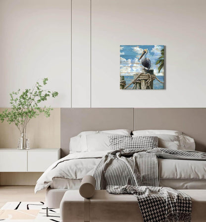 Bathroom Decor Beach Wall Art Ocean Theme Blue Picture Canvas Print Modern Coastal Artwork Framed Hanging Dining Office Living Room