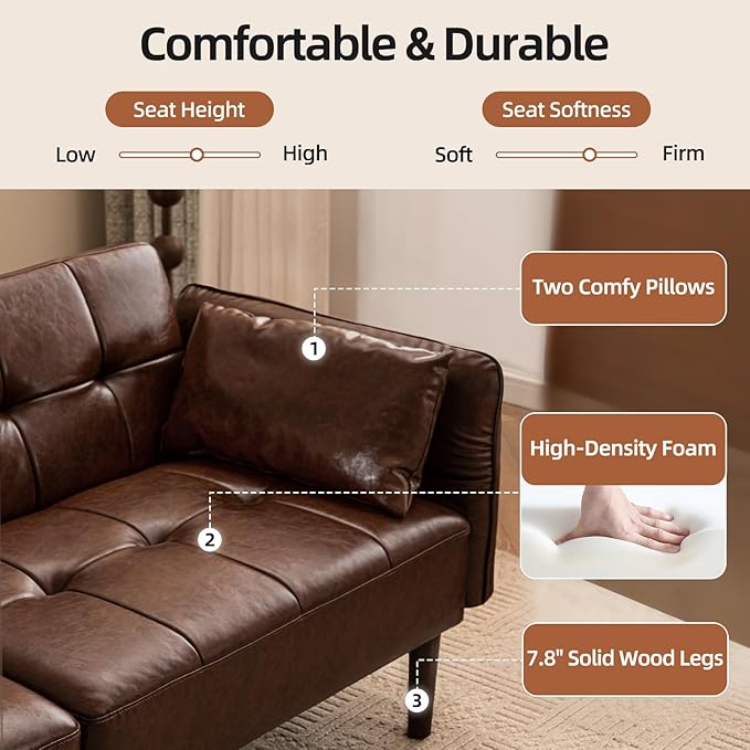 HALLYBEE Futon Sofa Bed, Sleeper Sofa, Small Couch