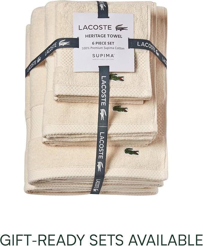 Lacoste Heritage 100% Supima Cotton Wash Cloth, Premium Super Soft Bath Towel