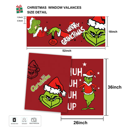 Cuteiush Christmas Valance Holiday Kitchen Curtain Small Window Valances with Rod Pocket Xmas Farmhouse Bathroom and Laundry Short Curtains Decoration 3 Panel Red Set 52Lx18W & 36Lx26Wx2