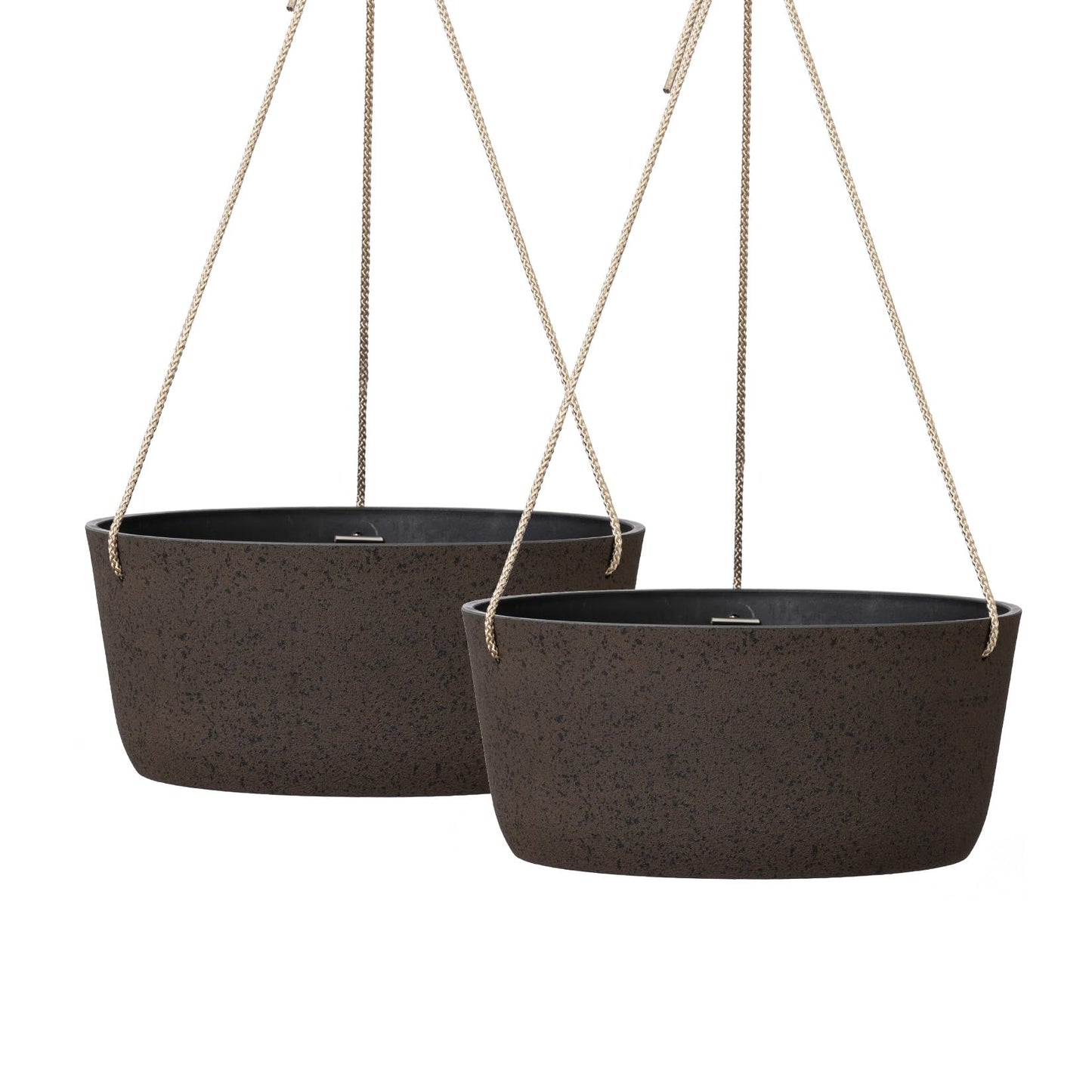 La Jolie Maison Large Hanging Planters - 12 Inch Outdoor Flower Pots, Hanging Garden Planters Set of 2, Iron Color
