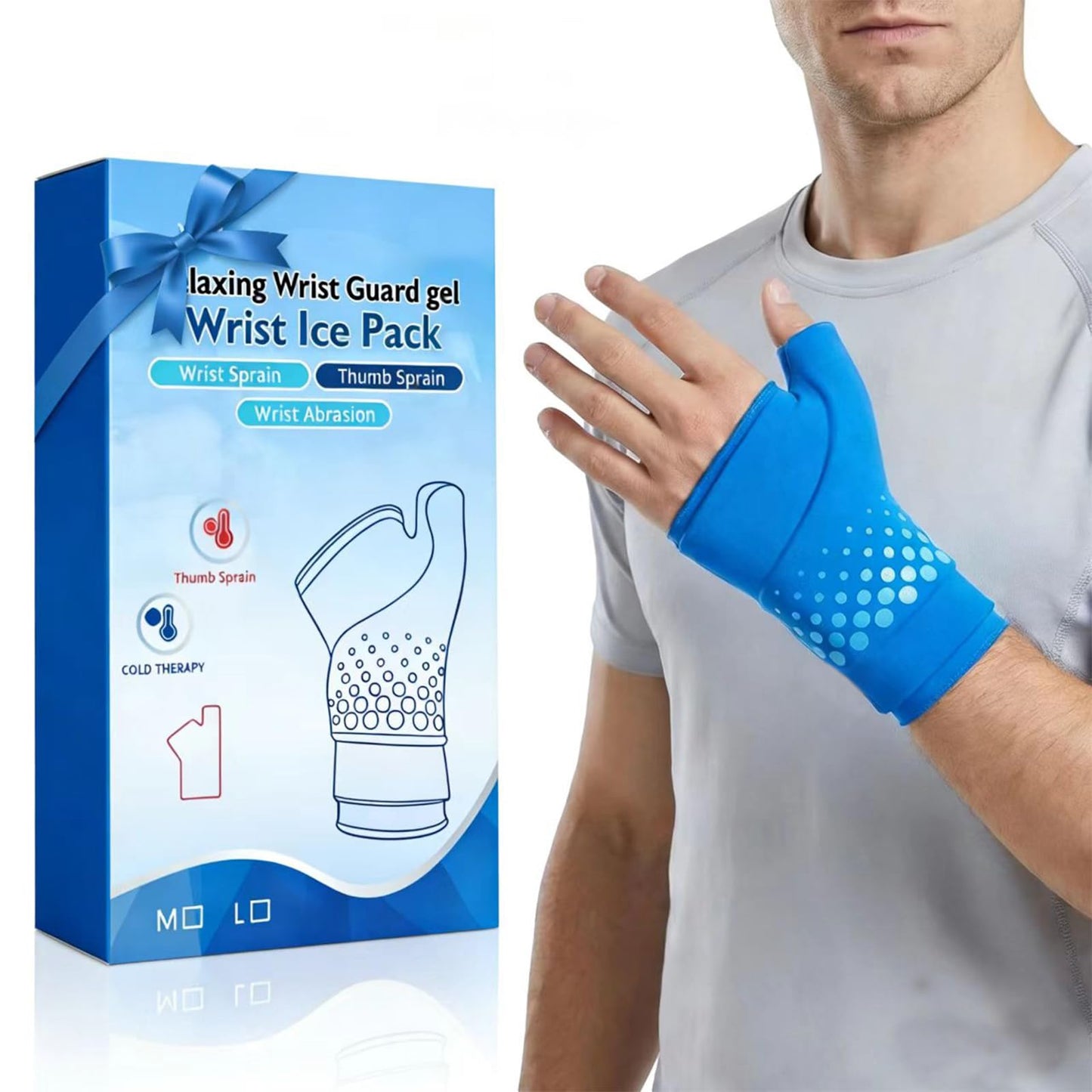 Wrist & Thumb Ice Pack Wrap, Cold & Hot Compress for Extreme Carpal Tunnel Relief, Thickened Reusable Gel Wrist Hand Thumb Ice Pack for Arthritis Tendonitis, Women & Men
