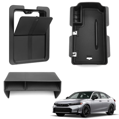 Thenice for 11th Gen Civic Center Console Organizer Armrest Box Tray Glovebox Hidden Storage Compartment Compatible with Honda Civic 2026 2025 2024 2023 2022 Accessories -3PCS