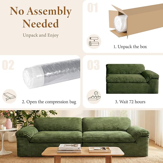 Vesgantti 118" Modular Sectional Couch, Comfy Corduroy Upholstered Cloud Couches