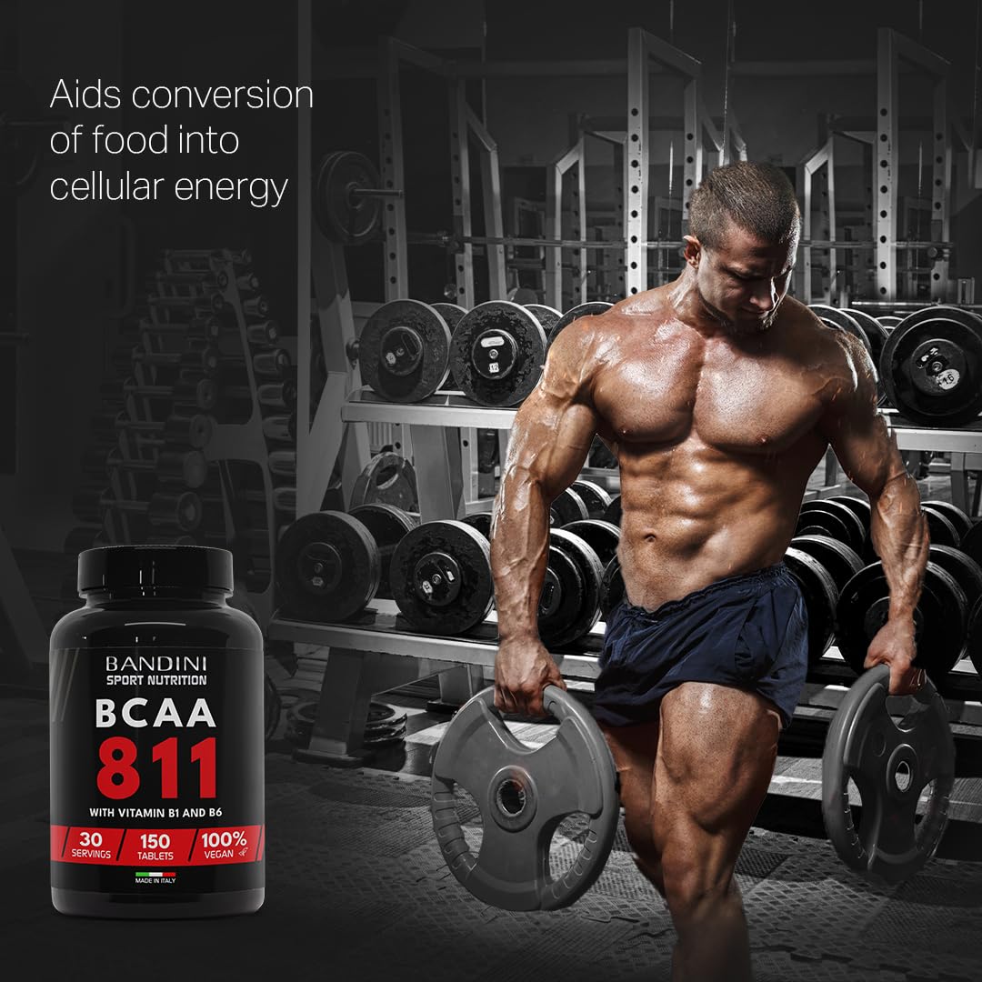 Bandini® BCAA 8.1.1 150 Tablets - BCAAs 8:1:1 Branched Chain Amino Acids | L-Leucine, L-Isoleucine, L-Valine | Enriched with Vitamin B1 and B6 | Lactose Free & Vegan | Pre and Post Workout Supplement