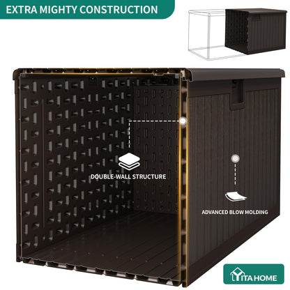 YITAHOME XL 180 Gallon Large Deck Box,Outdoor Storage for Patio Furniture Cushions,Garden Tools,Waterproof,Lockable (Black)