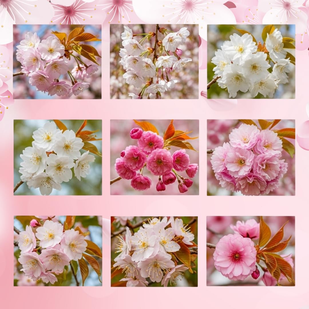 Cherry Blossoms Tree Live Plant, Flowering Cherry Blossom Perennial Bloom, 9 Months Old Trees, 6-12" in Tall