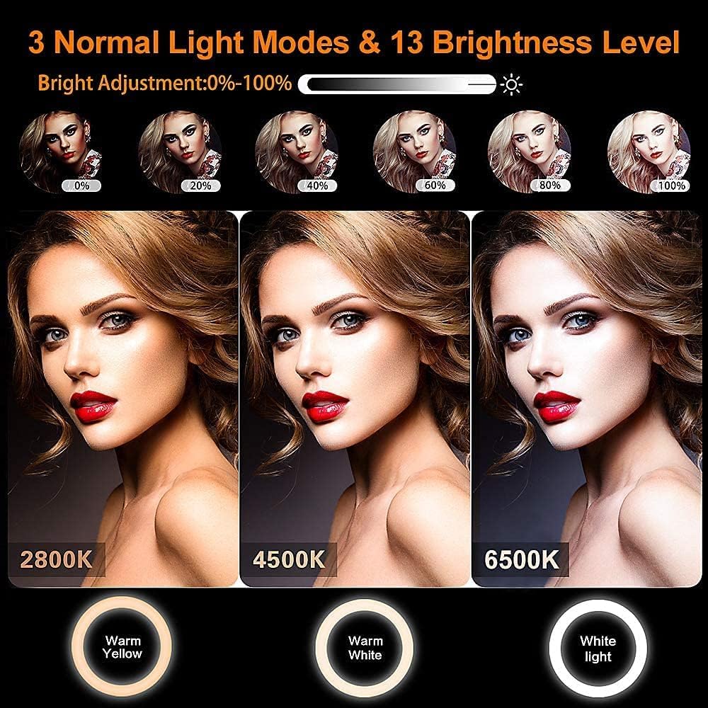 11.5'' Ring Light with Tripod Stand & Phone Holder Tall, GerTong LED Professional Selfie Circle Ringlight with Remote for Makeup YouTube, Floor/Desk USB Halo Lamp with 40 RGB Modes 13 Brightness