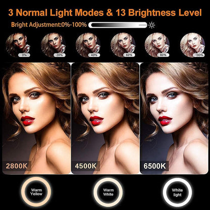 11.5'' Ring Light with Tripod Stand & Phone Holder Tall, GerTong LED Professional Selfie Circle Ringlight with Remote for Makeup YouTube, Floor/Desk USB Halo Lamp with 40 RGB Modes 13 Brightness