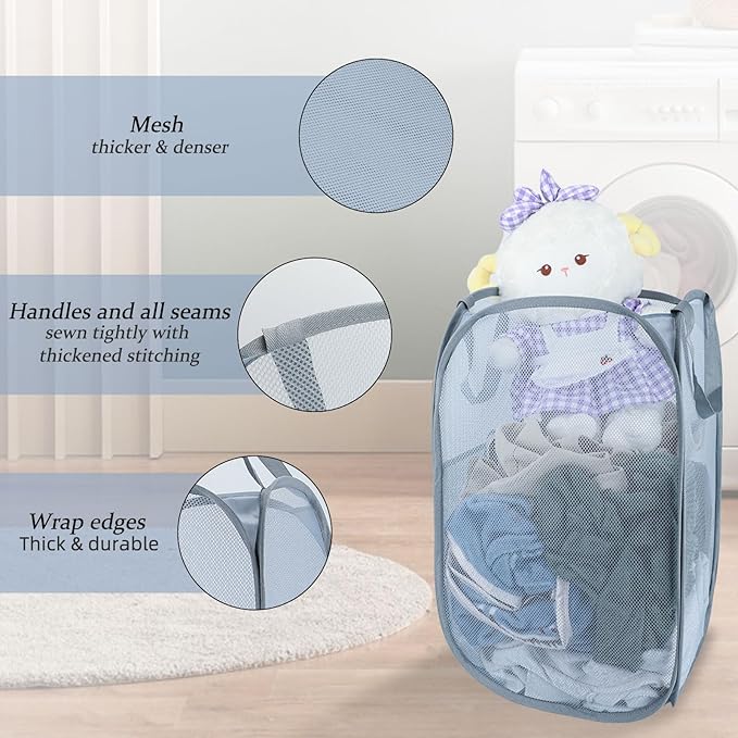 Upgraded 100L Extra Large Collapsible Laundry Hampers. Pop Up Laundry Basket