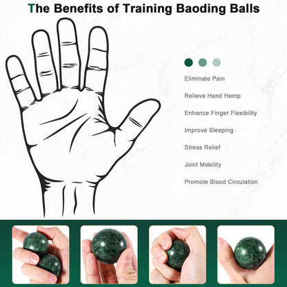 Learay 2Pcs Baoding Balls, Baoding Balls for Hand Therapy, Chinese Health Exercise Massage Balls with Carry Pouch for Stress Relief Meditation Ball(Green/1.57 inch)