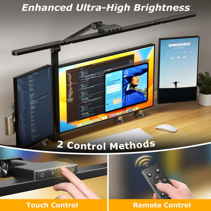LED Desk Lamp for Office Home, Eye-Caring Desk Light with Stepless Dimming Adjustable Flexible Gooseneck, 10W USB Adapter Desk Lamp with Clamp for Reading, Study, Workbench (Black)