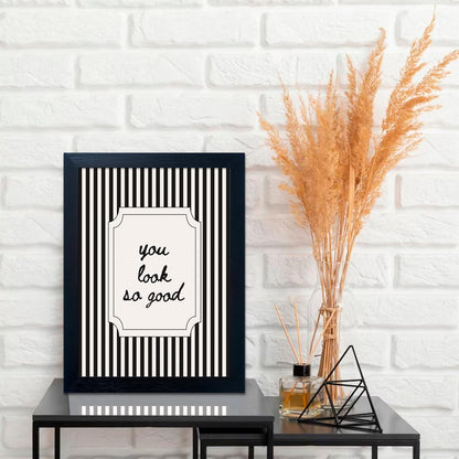 Black and White Bathroom Wall Art You Look So Good Framed Black Striped Bathroom Decor Modern Minimalist Canvas Print Painting Artworks for Wall