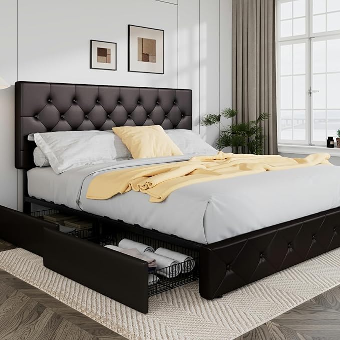 Allewie Upholstered King Size Platform Bed Frame