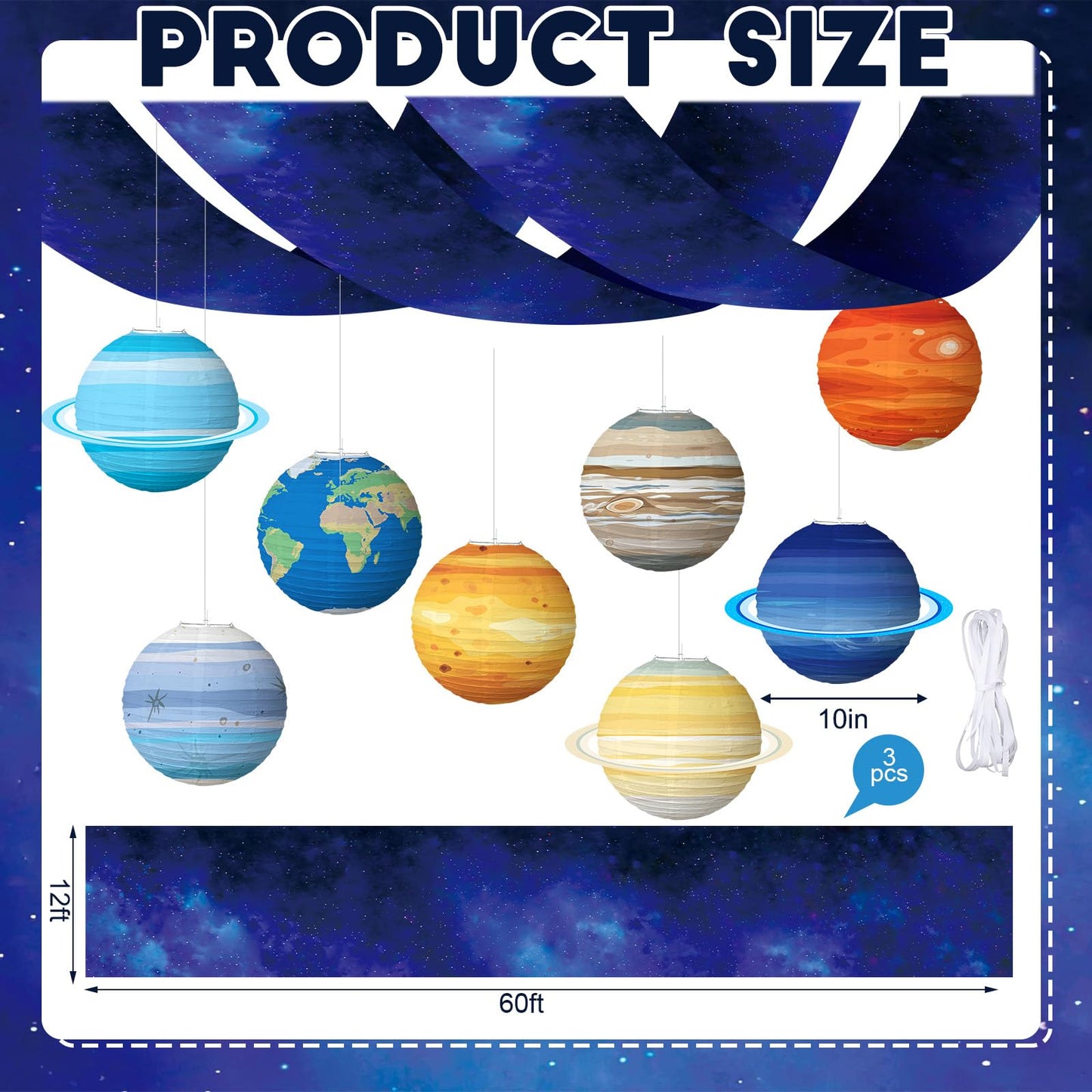 11 Pcs Galaxy Space Ceiling Decoration for Vbs 12 x 2 ft Fluorescent Light Covers 8 Solar System Paper Paper Lanterns Props Classroom Hanging Backdrop Galaxy Outer Space Birthday Party Decorations