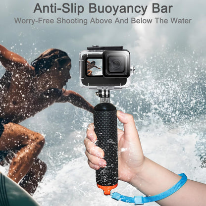 OKFUN Waterproof Housing Case with 3Pack Filters for Go Pro Hero 13 Hero 12 Hero 11 Hero 10 Hero 9 Black,Protective Underwater Dive Shell Monopod Floating Hand Grip Pole Stick Action Camera Accessory
