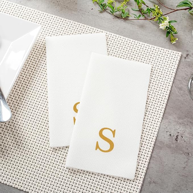 Luxenap 15.8 X 7.9 Inch Linen-Feel Guest Towels, 2000 Lettered Hand Towels